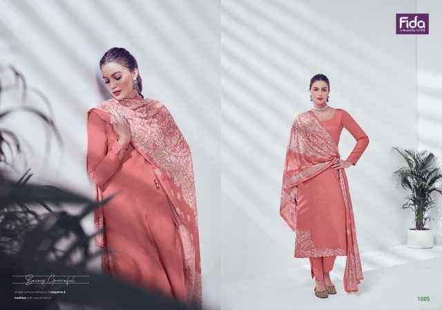 Fida Nyura Satin Cotton Dress Material 6 pcs Catalogue