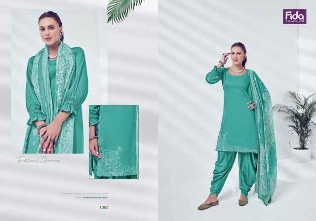Fida Nyura Satin Cotton Dress Material 6 pcs Catalogue