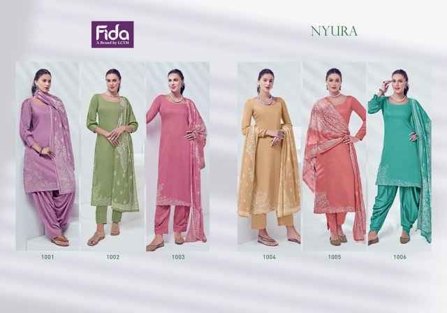 Fida Nyura Satin Cotton Dress Material 6 pcs Catalogue