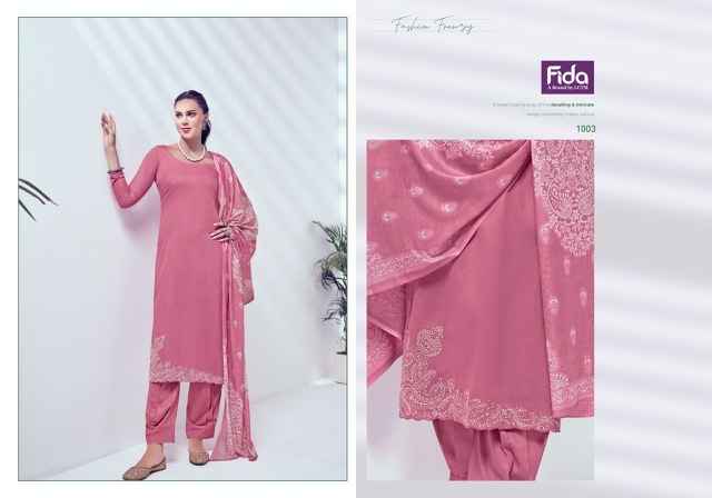 Fida Nyura Satin Cotton Dress Material 6 pcs Catalogue