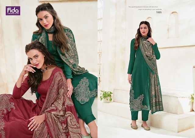 Fida Zahavi Satin Cotton Dress Material 6 pcs Catalogue