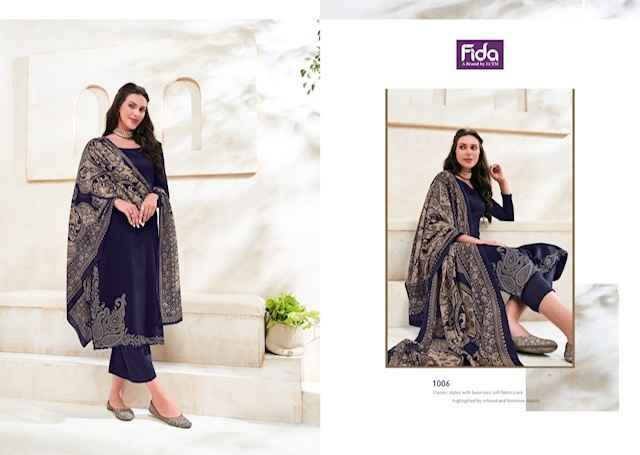 Fida Zahavi Satin Cotton Dress Material 6 pcs Catalogue