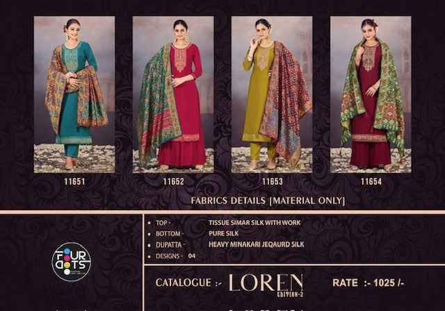 Fourdots Loren Edition 2 Tussue Silk Dress Material 4 pcs Catalogue