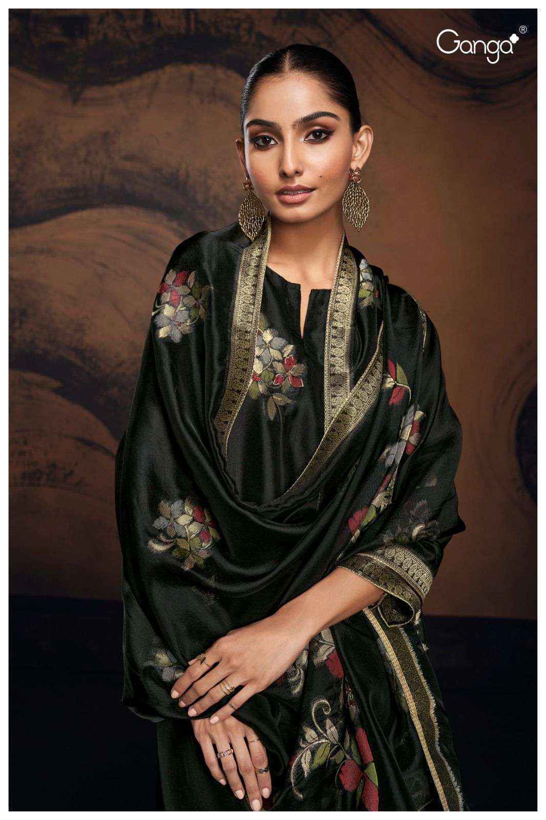 Ganga Evania 2478 Jacquard Silk Dress Material 6 Pc Catalog