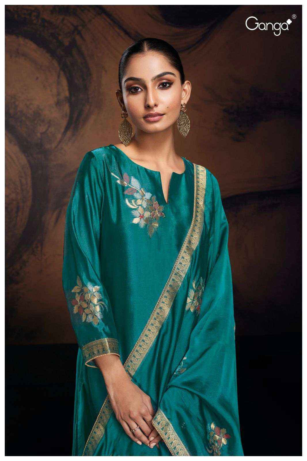 Ganga Evania 2478 Jacquard Silk Dress Material 6 Pc Catalog