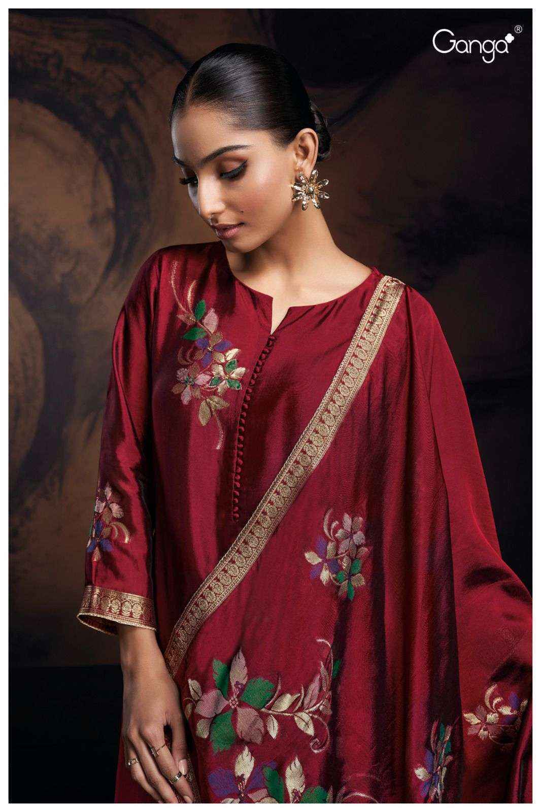 Ganga Evania 2478 Jacquard Silk Dress Material 6 Pc Catalog