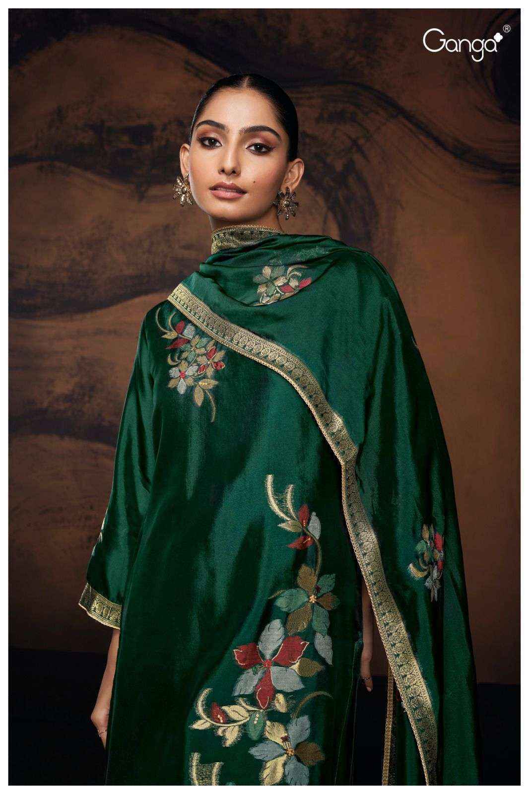 Ganga Evania 2478 Jacquard Silk Dress Material 6 Pc Catalog