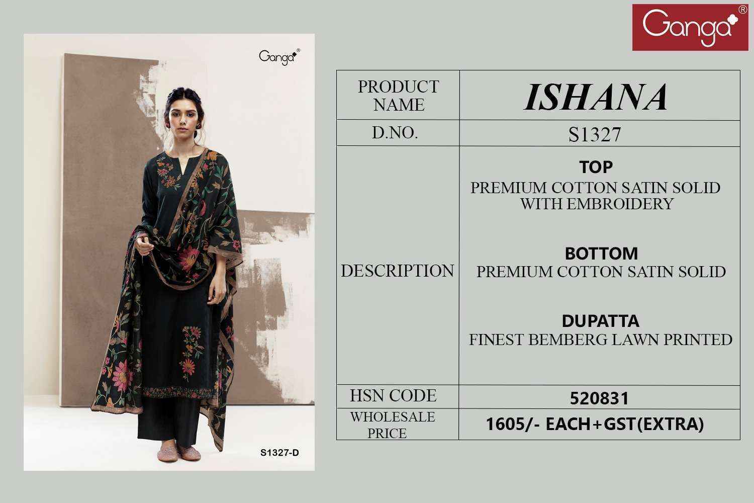 Ganga Ishana 1327 Cotton Dress Material 5 pcs catalog