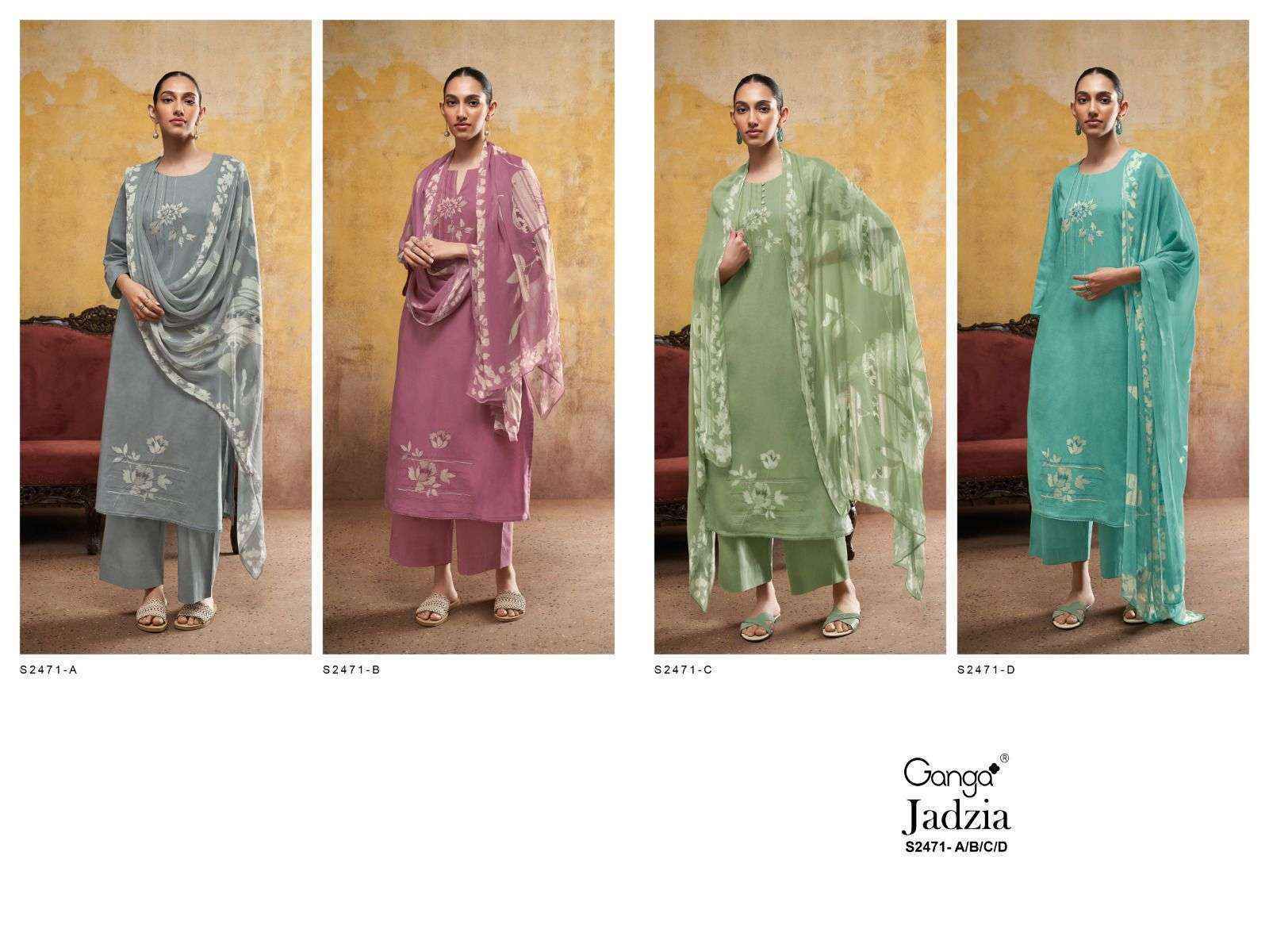 Ganga Jadzia 2471 Pure Cotton Dress Material 4 Pc Catalog