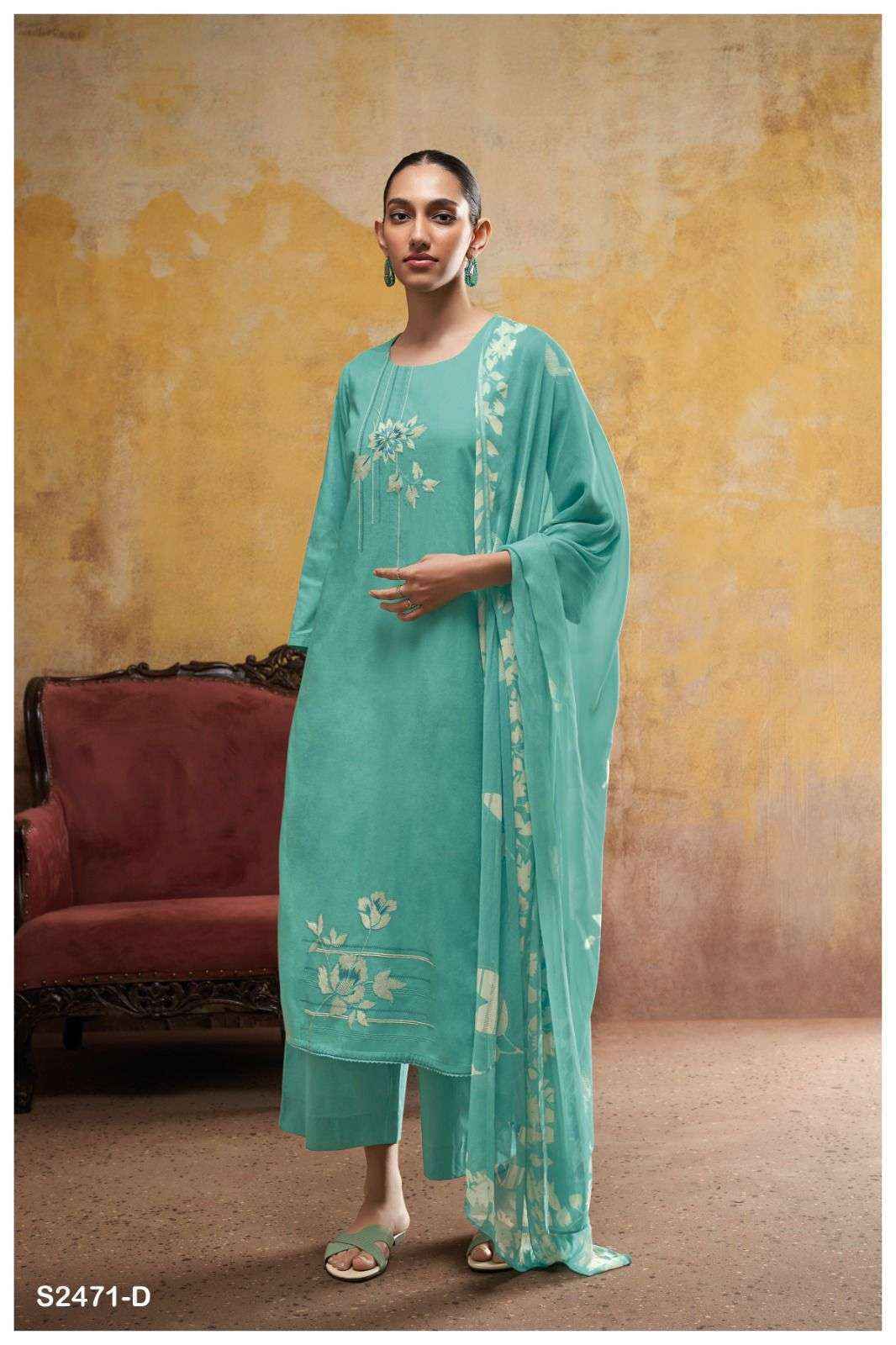 Ganga Jadzia 2471 Pure Cotton Dress Material 4 Pc Catalog