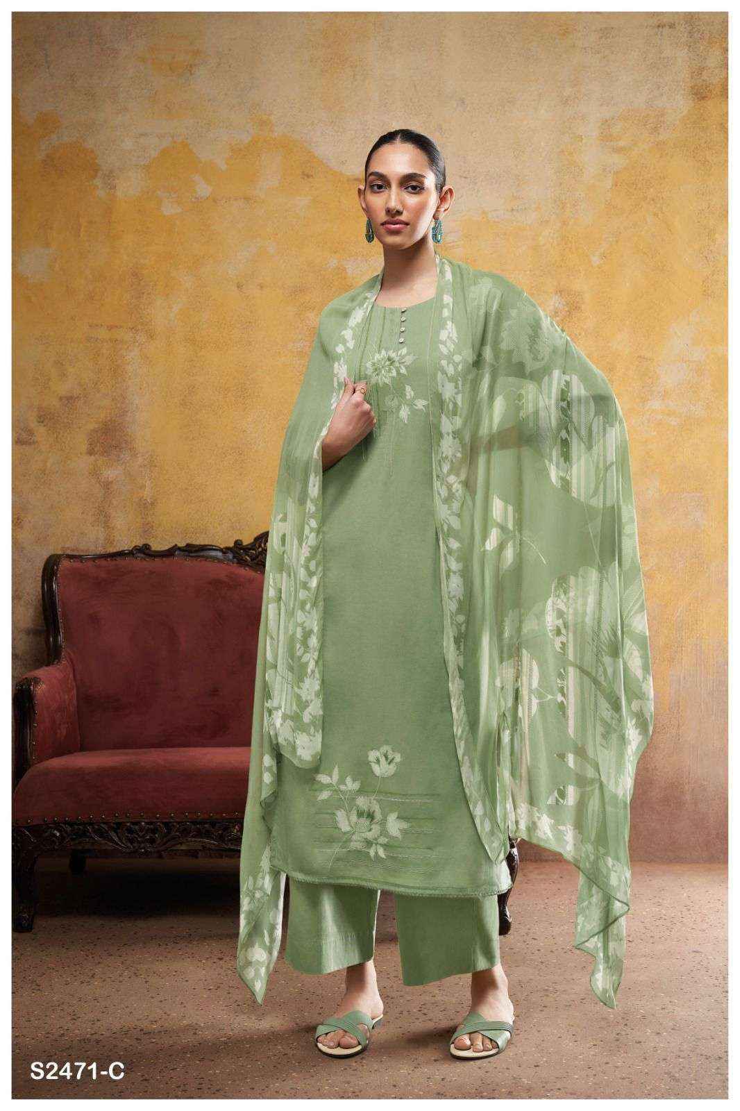 Ganga Jadzia 2471 Pure Cotton Dress Material 4 Pc Catalog