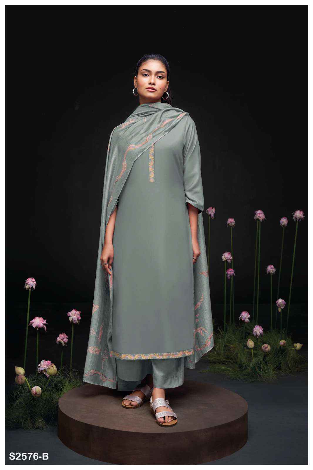 Ganga Sravya 2576 Cotton Silk Dress Material 4 pcs catalog 