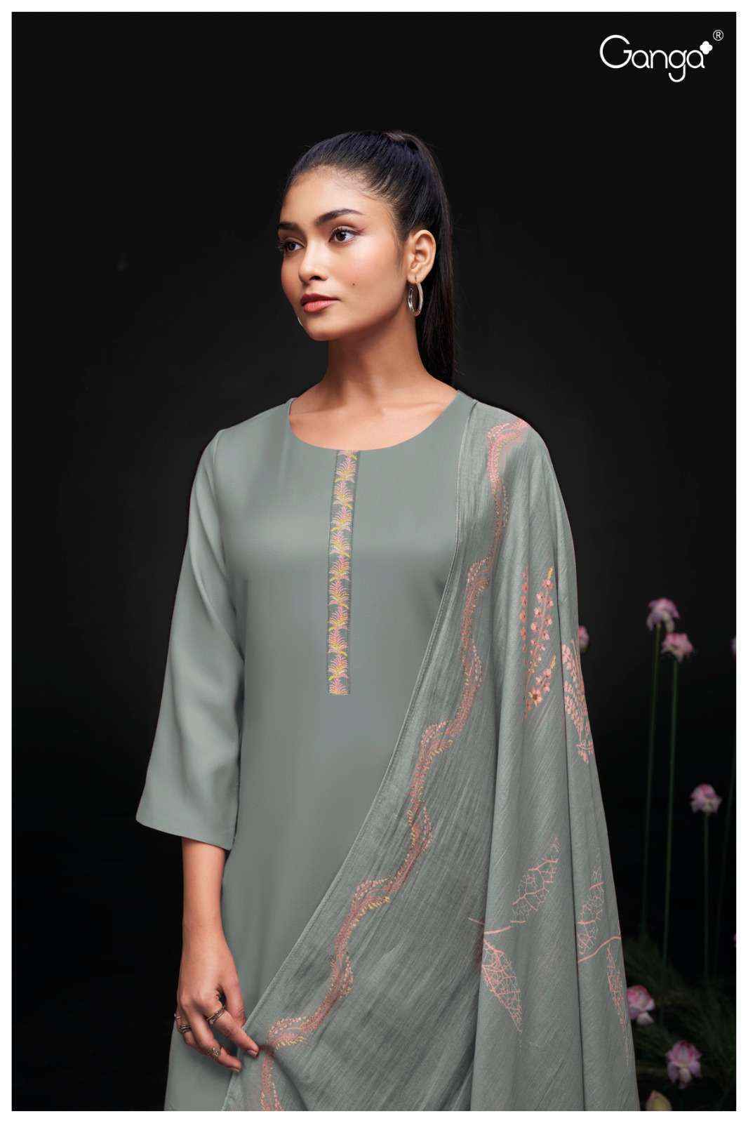 Ganga Sravya 2576 Cotton Silk Dress Material 4 pcs catalog 