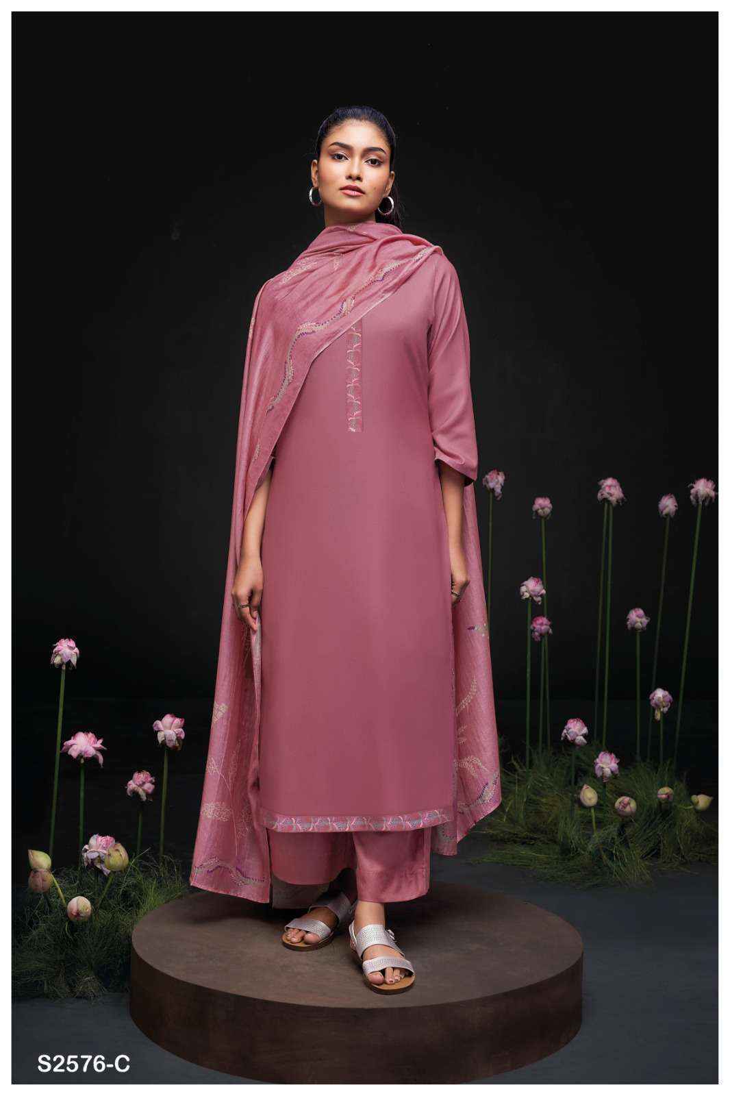 Ganga Sravya 2576 Cotton Silk Dress Material 4 pcs catalog 