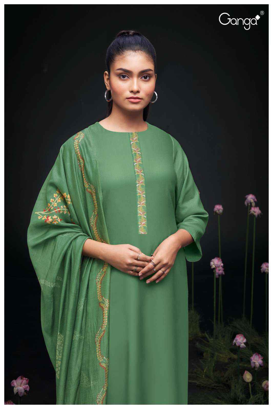 Ganga Sravya 2576 Cotton Silk Dress Material 4 pcs catalog 