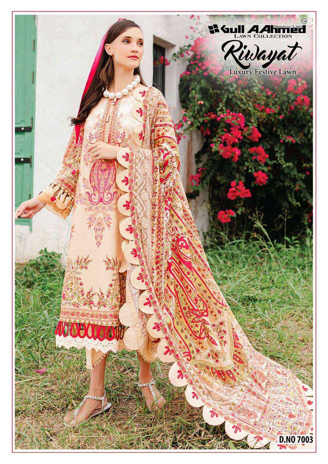 Gull Aahmed Riwayat Vol 7 Lawn Cotton Dress Material 6 pcs Catalogue