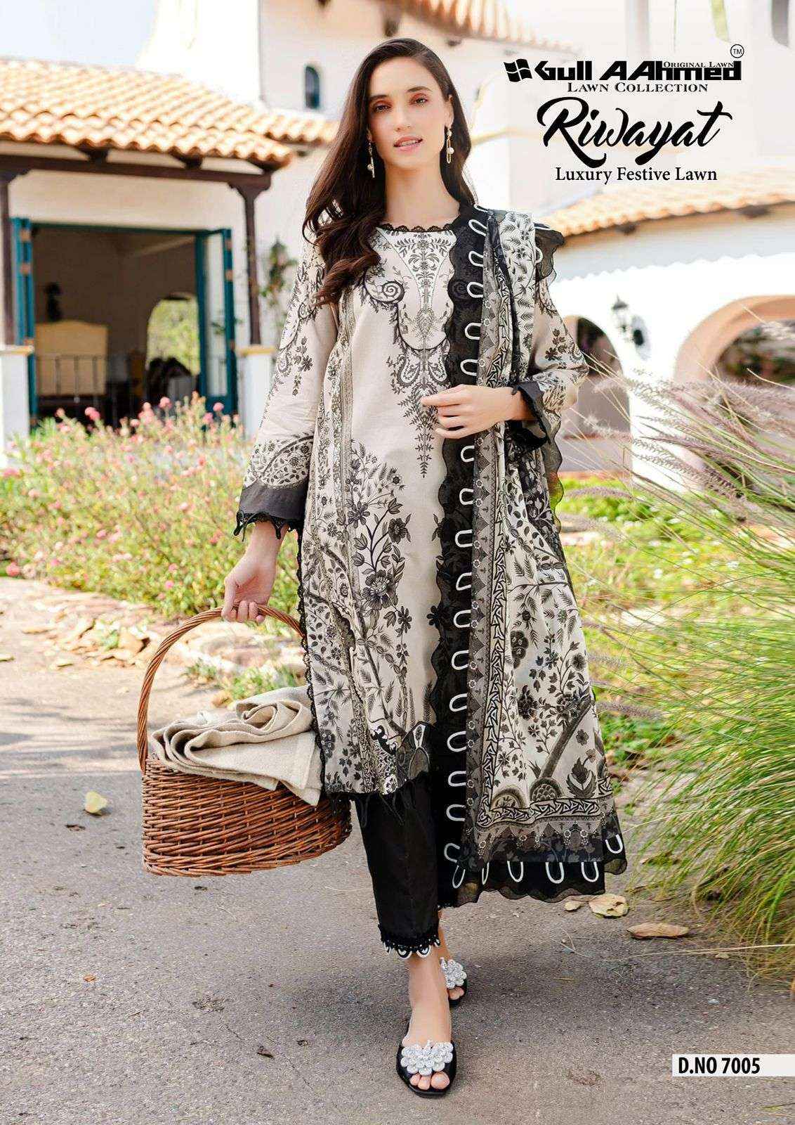 Gull Aahmed Riwayat Vol 7 Lawn Cotton Dress Material 6 pcs Catalogue