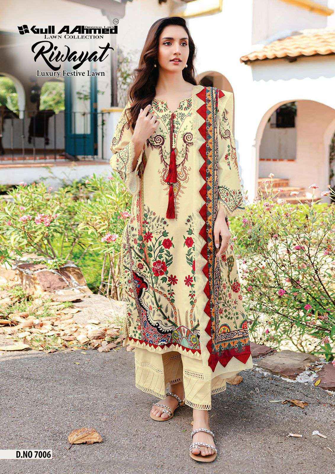 Gull Aahmed Riwayat Vol 7 Lawn Cotton Dress Material 6 pcs Catalogue