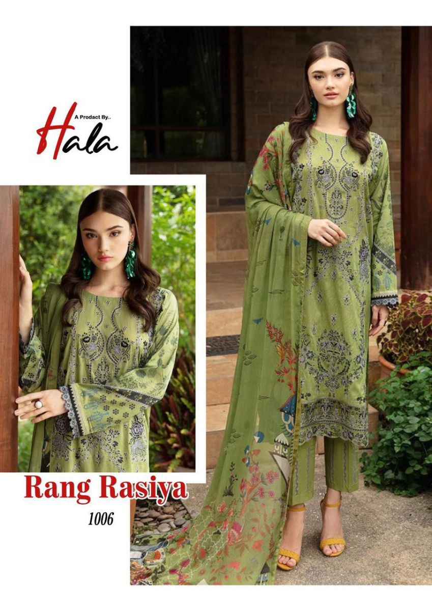Hala Rang Rasiya Cotton Dress Material 6 pcs Catalogue