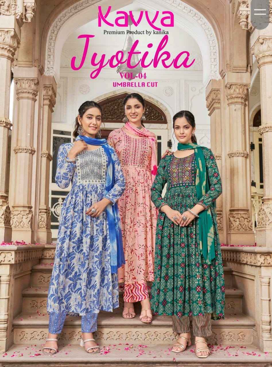 Kavya Jyotika Vol-4 Umbrella Cut Readymade Capsule Dress 10 pcs Catalogue
