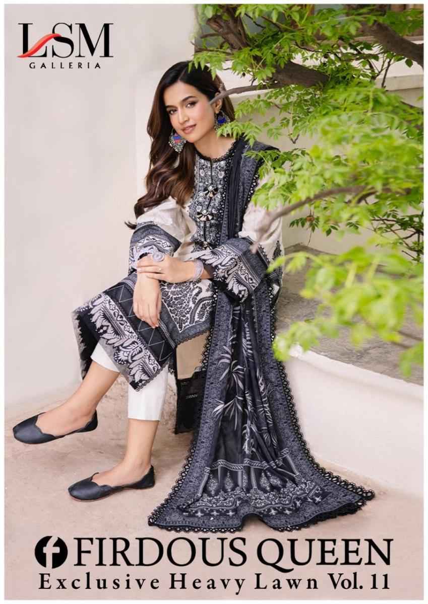 LSM Galleria Firdous Queen Lawn Vol 11 Lawn Cotton Dress Material 6 pcs Catalogue