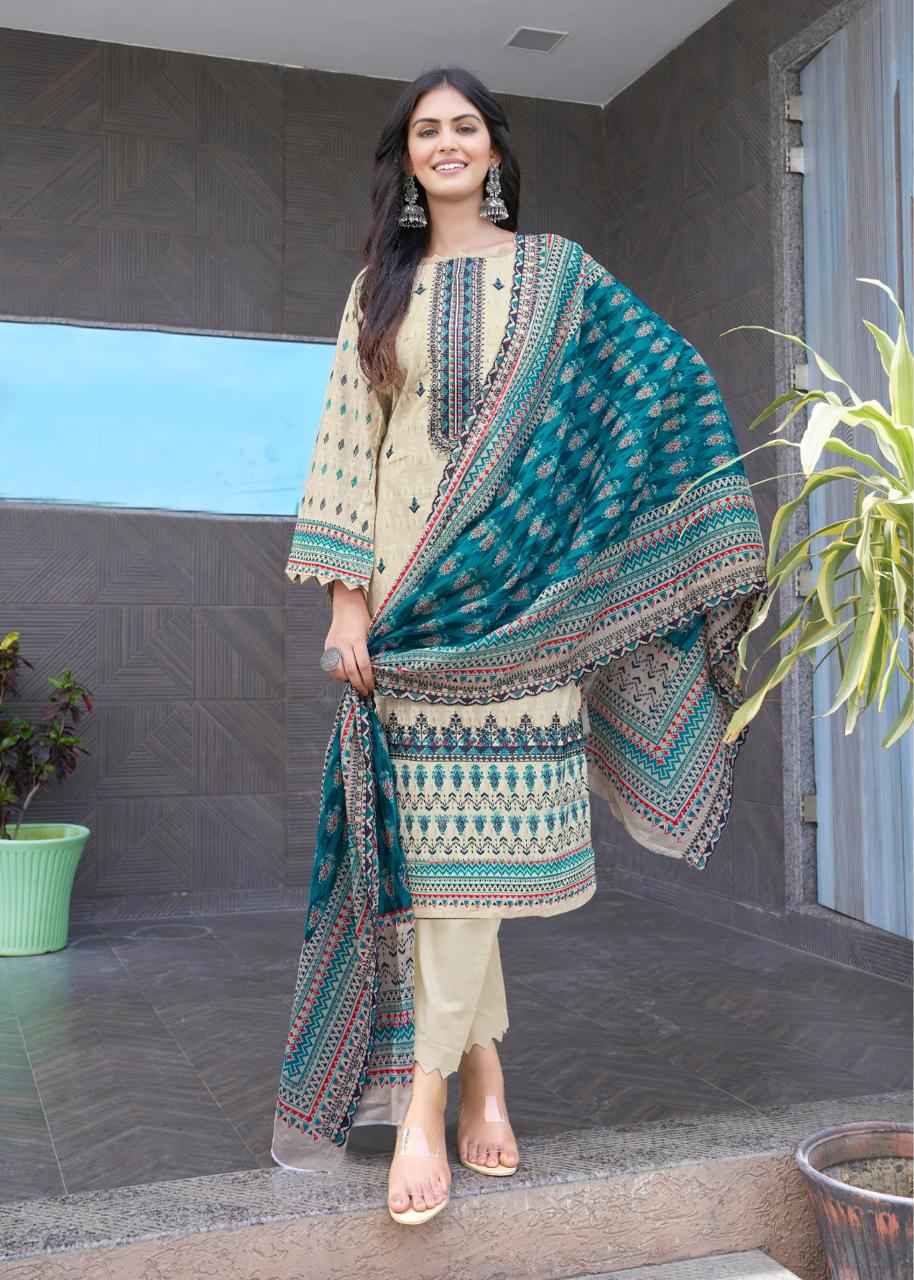 Majesty Bin Saeed Vol-6 Lawn Cotton Dress Material 4 Pc Catalog