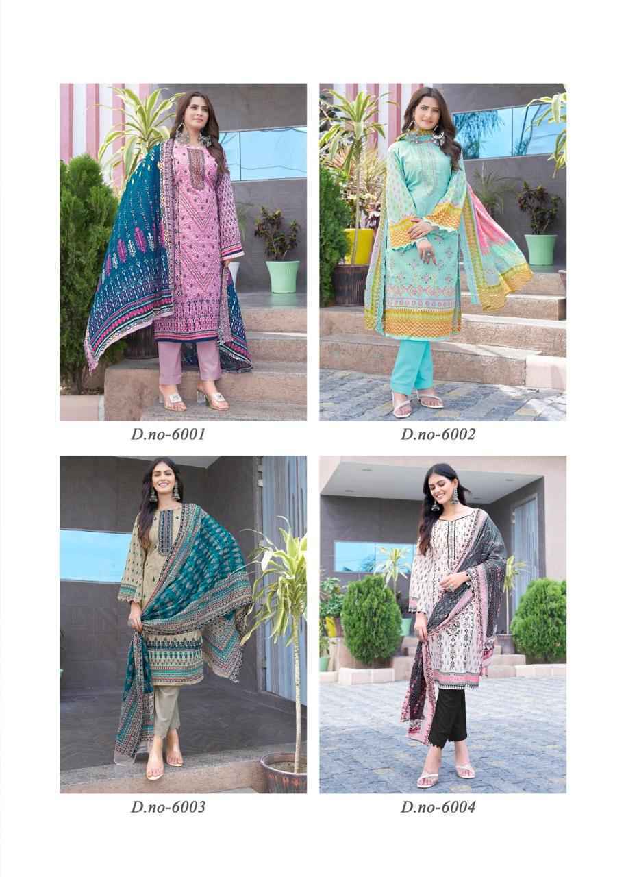 Majesty Bin Saeed Vol-6 Lawn Cotton Dress Material 4 Pc Catalog