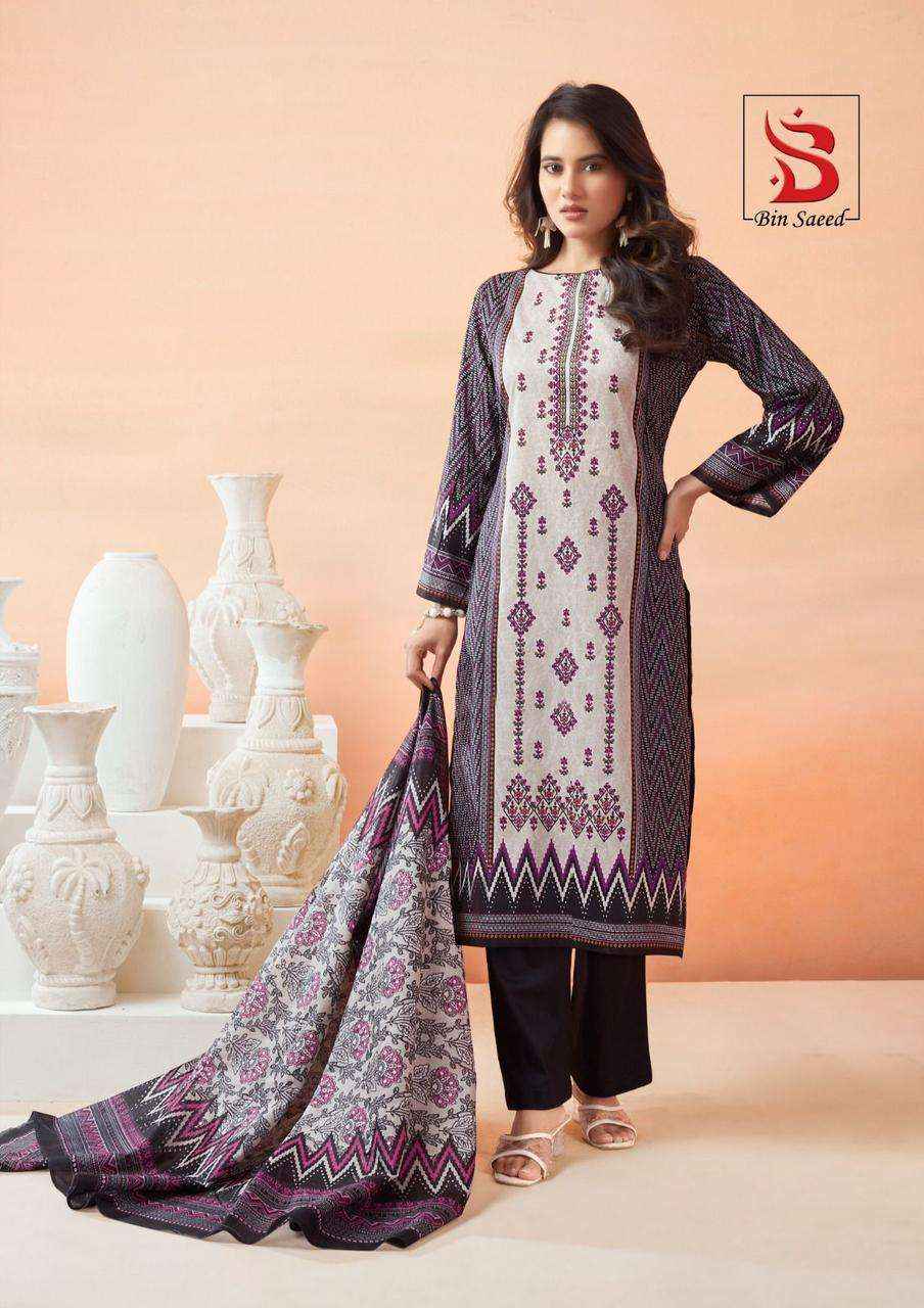 Saanvi Trends Bin Saeed Mahnoor Vol 6 Lawn Cotton Dress Material 6 pcs Catalogue