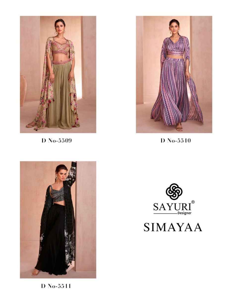 Sayuri Designer Simaya Readymade Chinon Dress 3 pcs Catalogue
