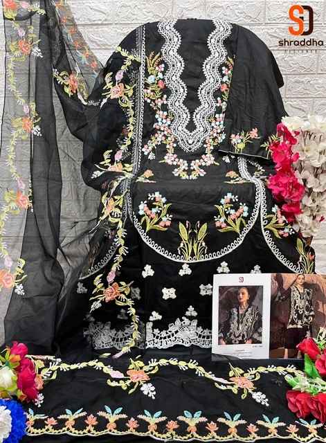 Shraddha Designer Crimson Black Collection Cotton Dress Material 4 pcs Catalogue