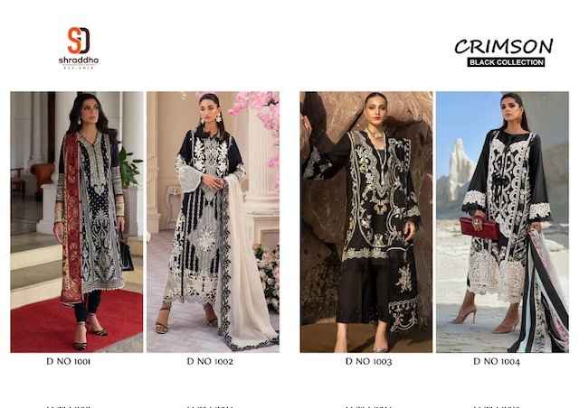 Shraddha Designer Crimson Black Collection Cotton Dress Material 4 pcs Catalogue