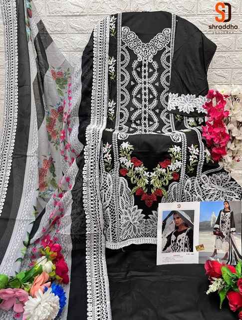 Shraddha Designer Crimson Black Collection Cotton Dress Material 4 pcs Catalogue