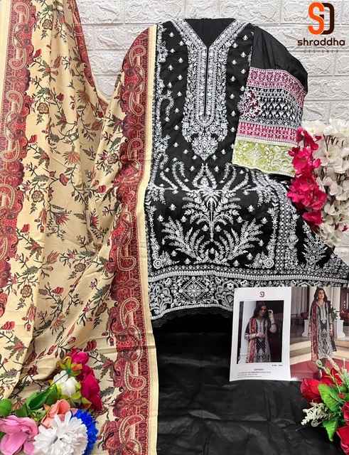 Shraddha Designer Crimson Black Collection Cotton Dress Material 4 pcs Catalogue
