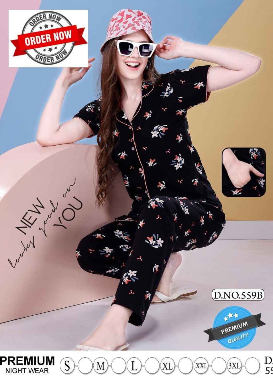Summer Special Print Collor Night Suits With Pocket 6 Pc Catalog