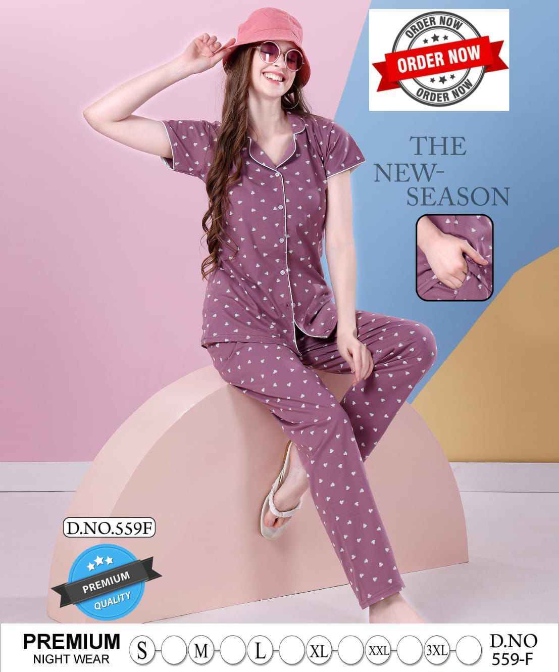 Summer Special Print Collor Night Suits With Pocket 6 Pc Catalog