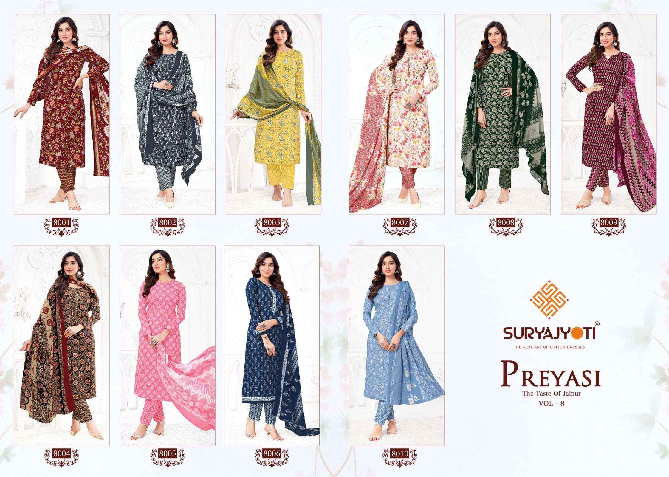 Suryajyoti Preyasi Vol 8 Cotton Dress Material 10 pcs