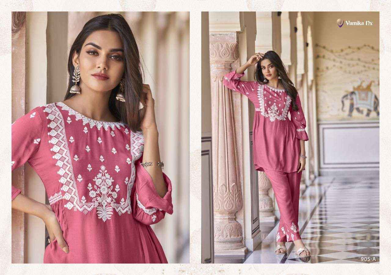 Vamika Nx Vintage Super Hit Rayon Kurti With Pant 5 pcs Catalogue