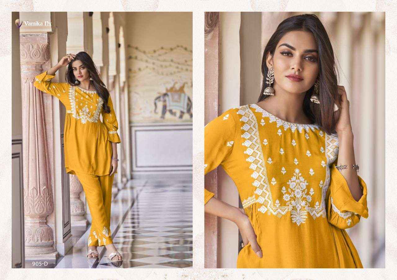 Vamika Nx Vintage Super Hit Rayon Kurti With Pant 5 pcs Catalogue