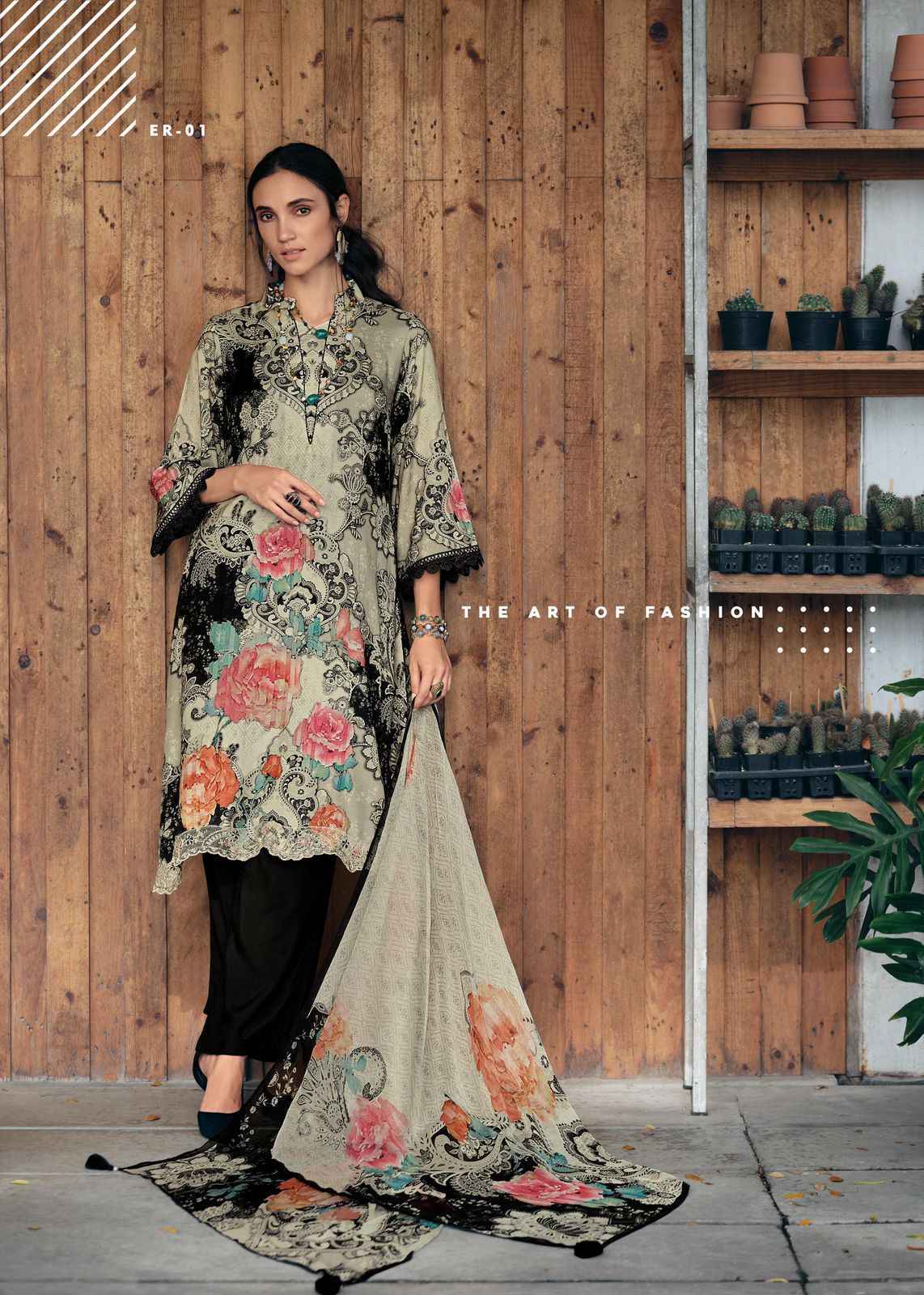 Varsha Evara Lawn Dress Material 4 Pc Cataloge