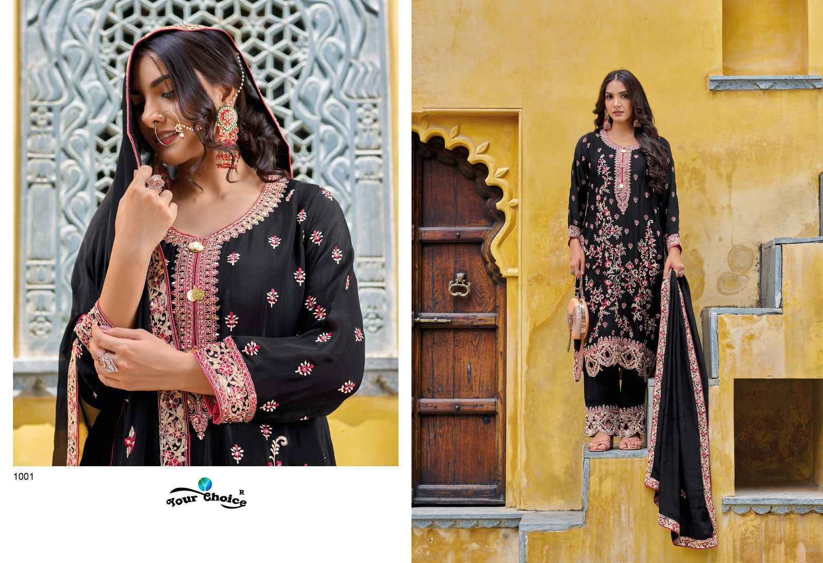 Your Choice Bin Saeed Semi Chinon Dress Material 2 Pc Catalog