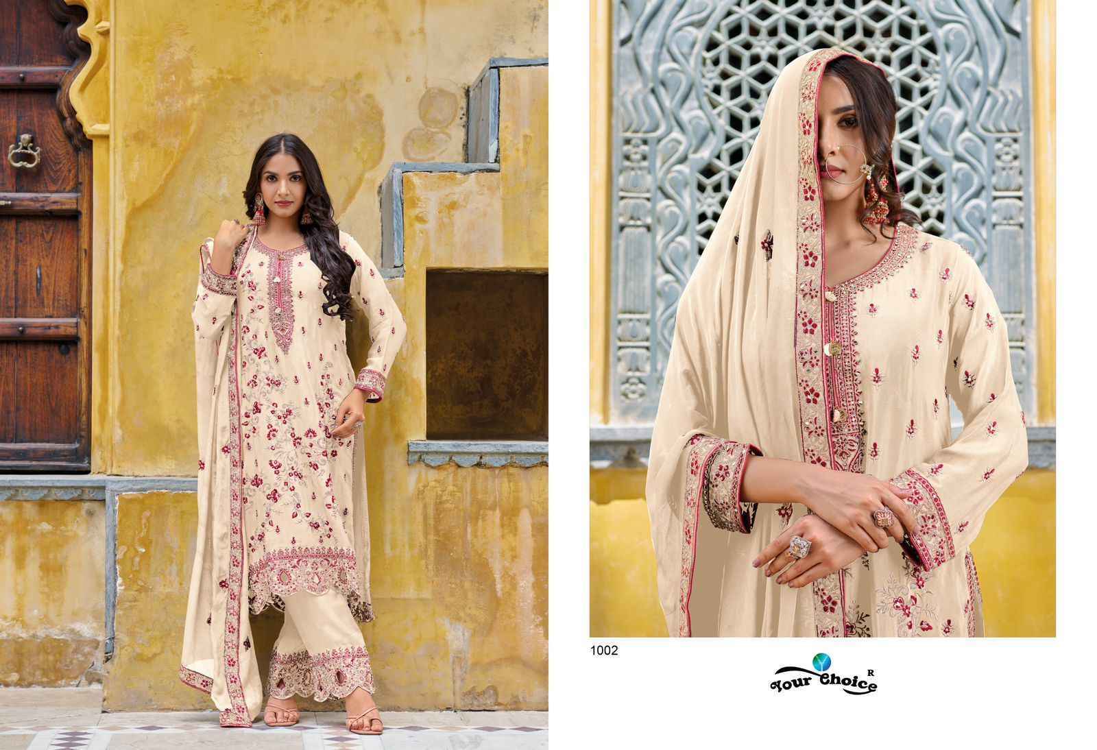 Your Choice Bin Saeed Semi Chinon Dress Material 2 Pc Catalog