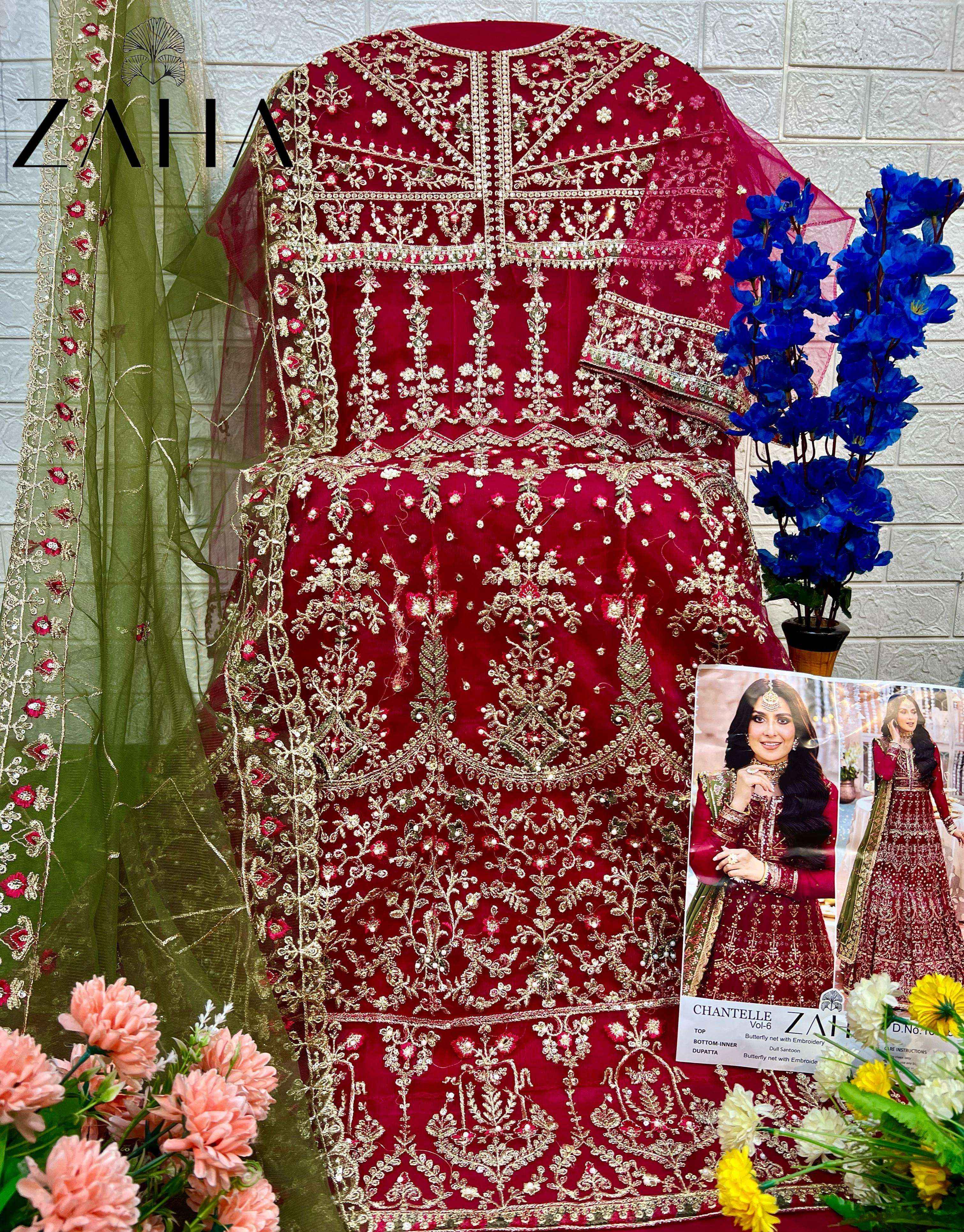 Zaha Chantelle Vol 6 Net Dress Material 2 pcs Catalogue