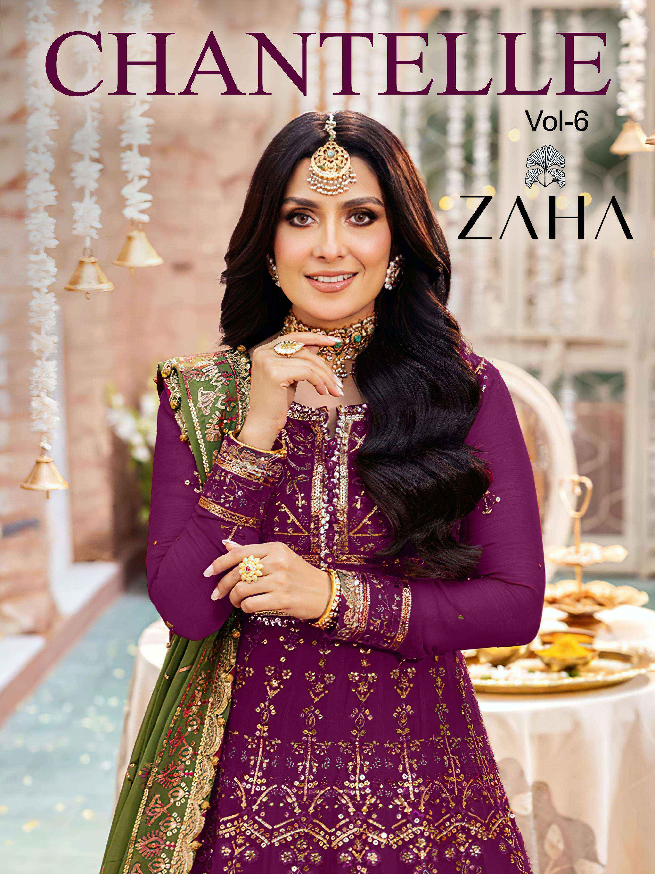Zaha Chantelle Vol 6 Net Dress Material 2 pcs Catalogue
