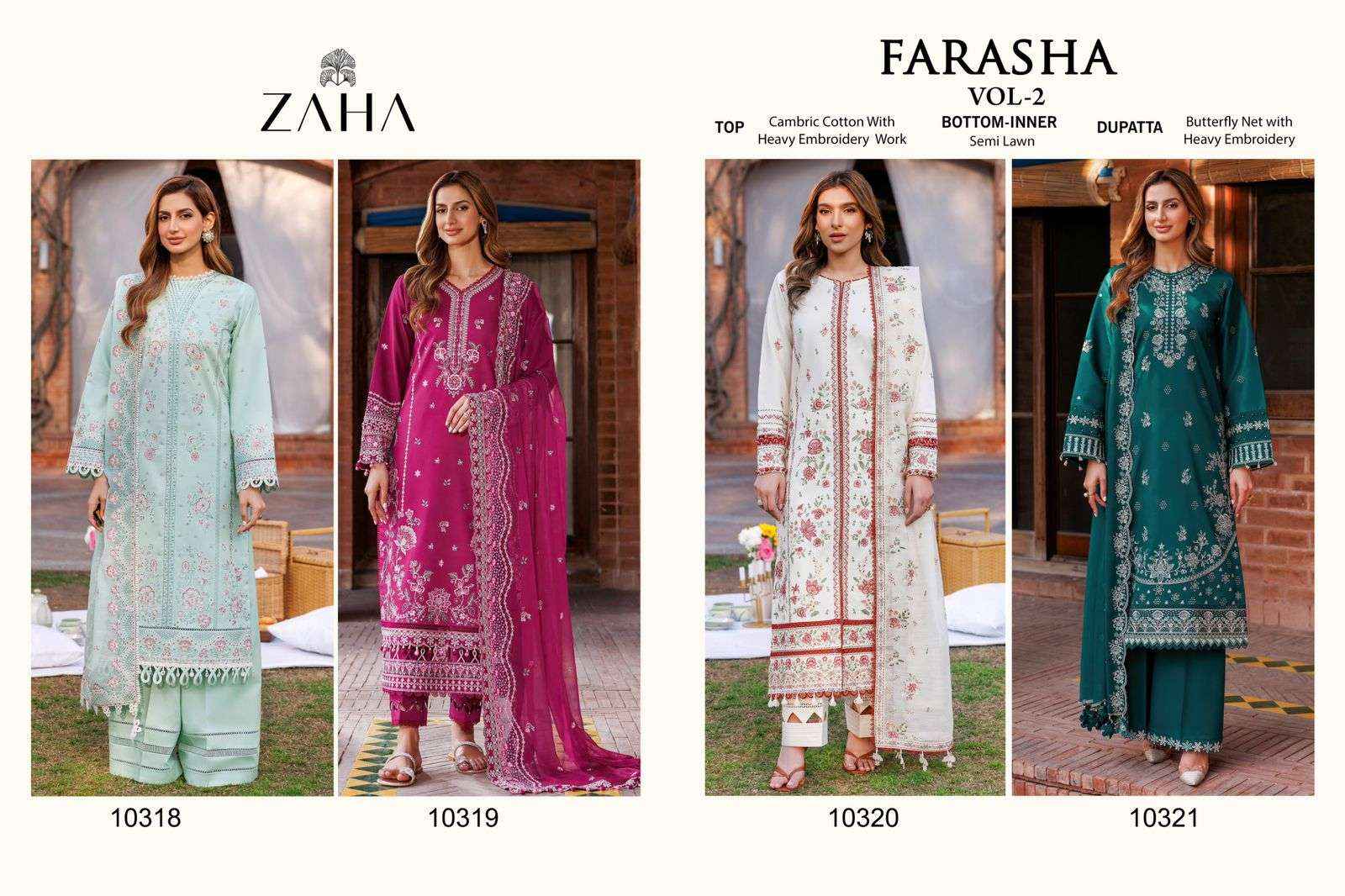 Zaha Farasha Vol 2 Cotton Dress Material 4 pcs Catalogue