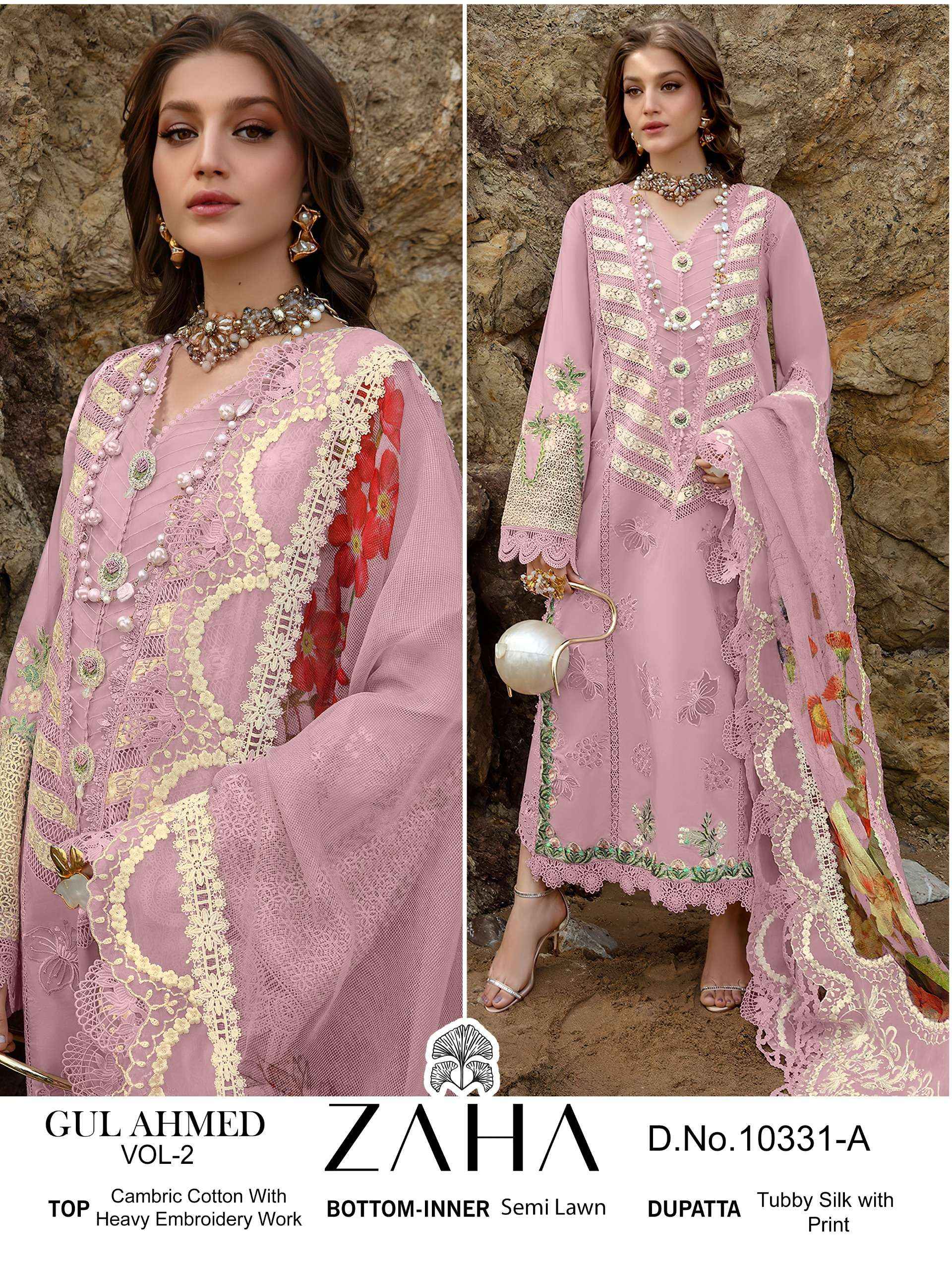 Zaha Gul Ahmed Vol 2 Cambric Cotton Dress Material 4 pcs Catalogue