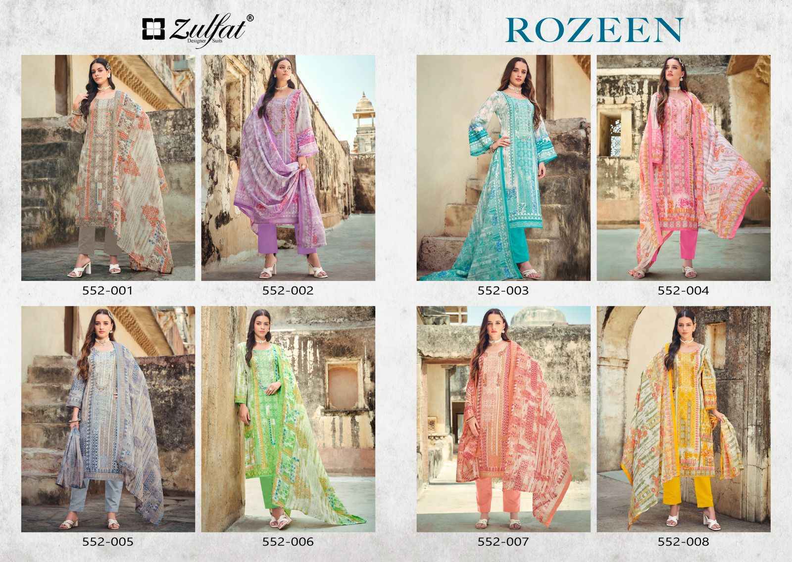 Zulfat Rozeen Cotton Dress Material 8 pcs Catalogue
