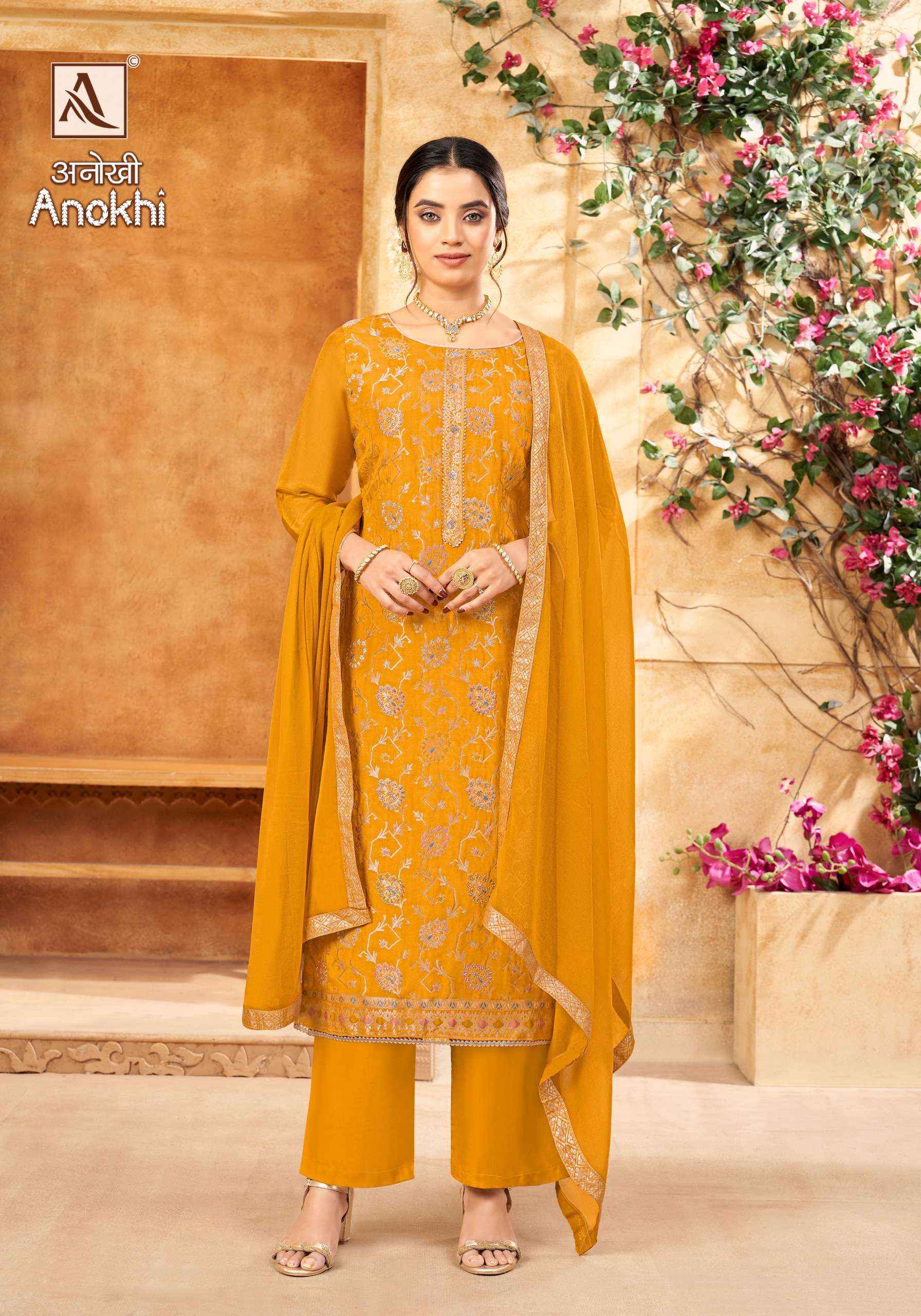 Alok Anokhi Jacquard Dress Material 4 pcs Catalogue