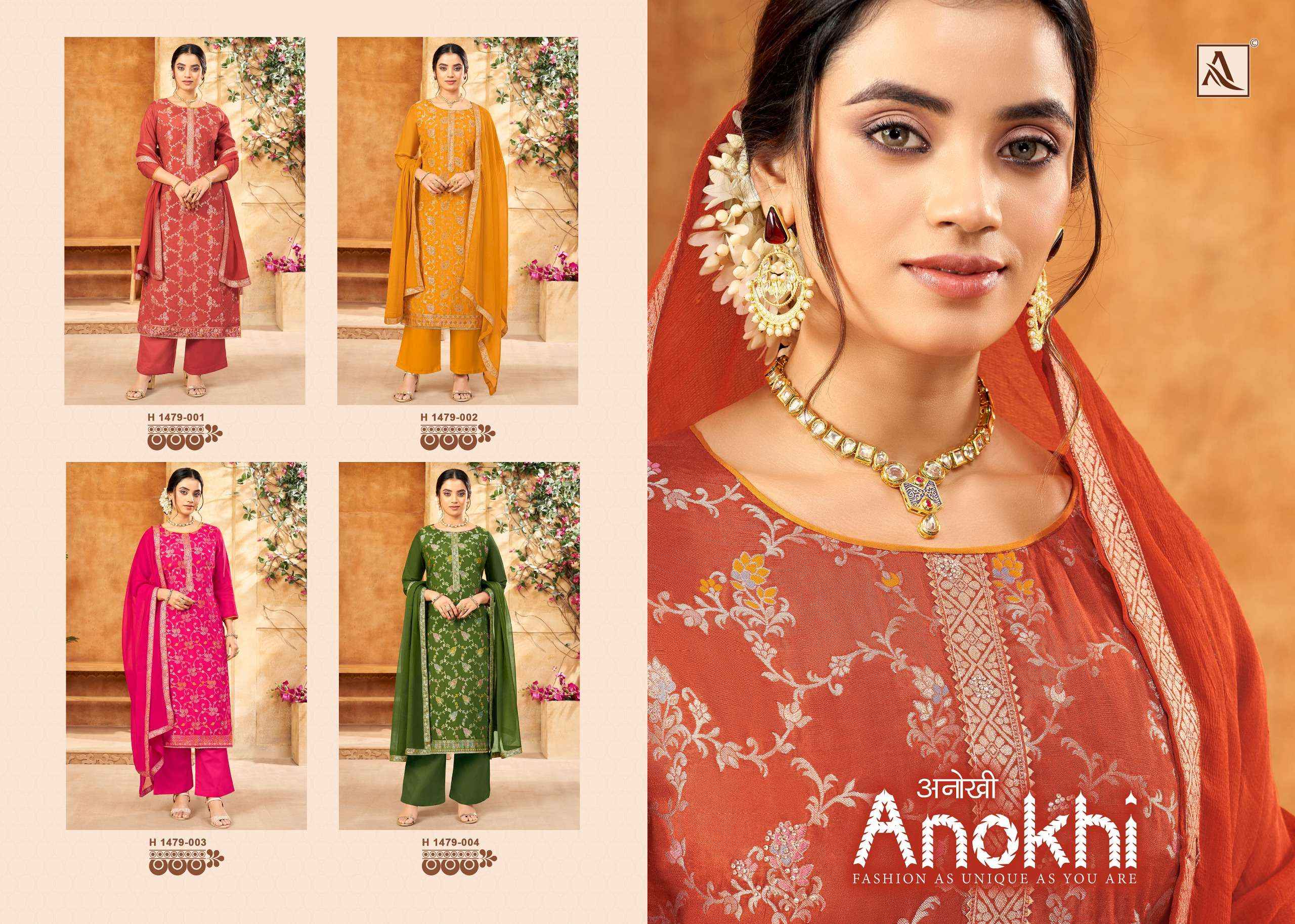 Alok Anokhi Jacquard Dress Material 4 pcs Catalogue