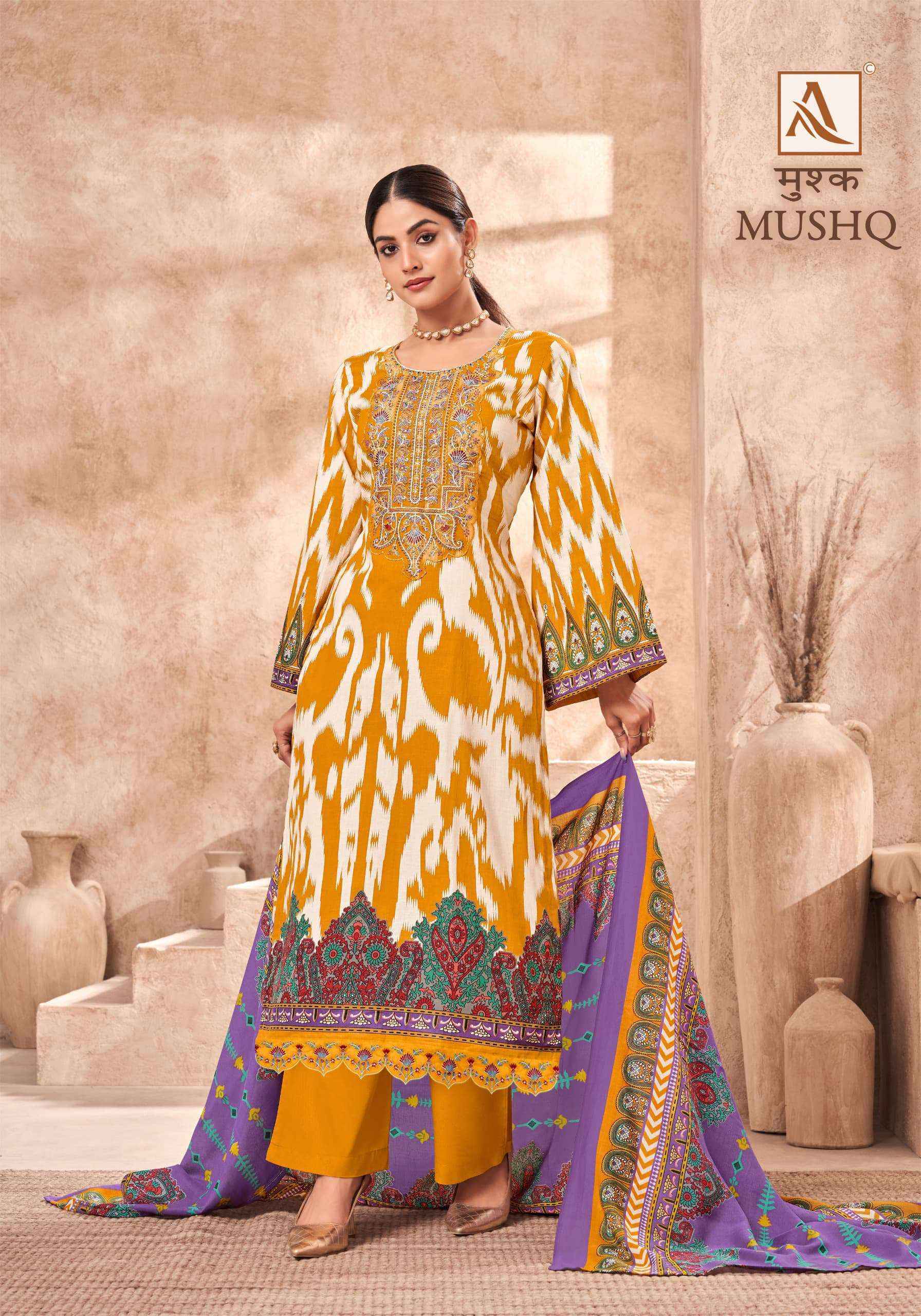 Alok Mushq Cambric Cotton Dress Material 8 pcs Catalogue