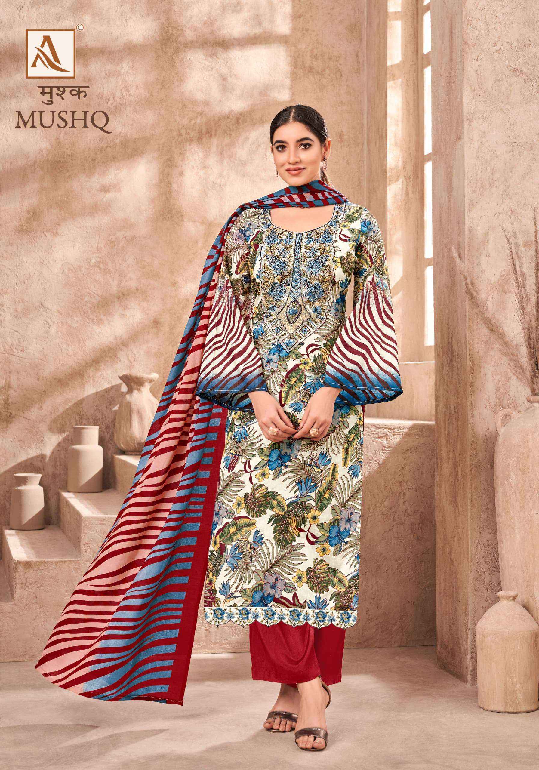 Alok Mushq Cambric Cotton Dress Material 8 pcs Catalogue